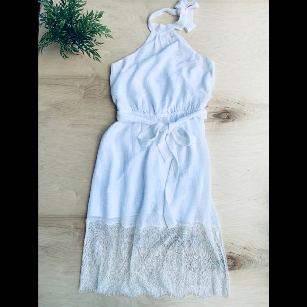 Bebe white lace midi dress